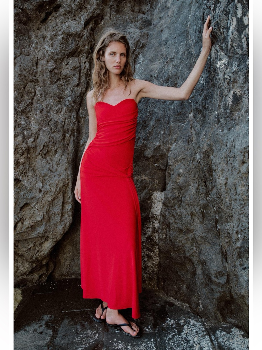 ZARA LONG DRAPED DRESS Size L NWT